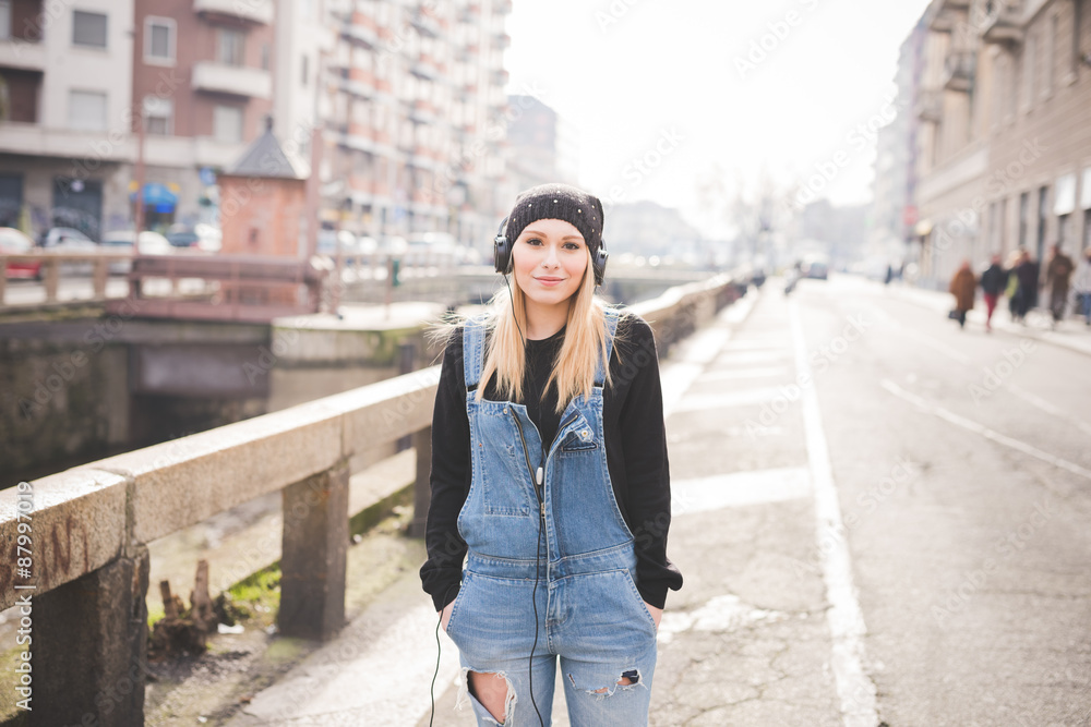 Fototapeta premium young beautiful blonde straight hair woman