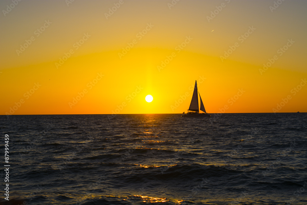 Boat Silhouette in the Sunset