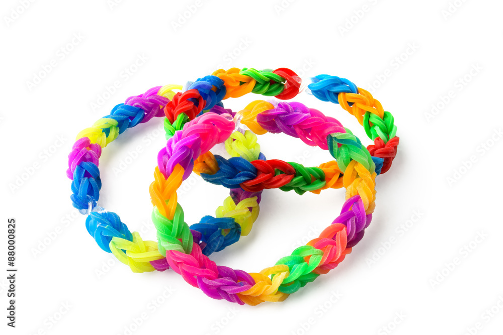 bracelets made with rubber bands Stock Photo