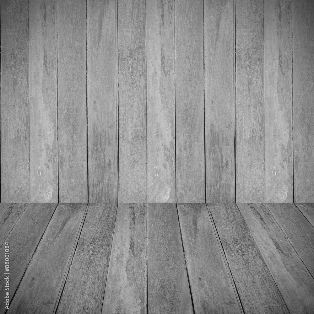 Naklejka premium wall and wood slabs arranged in perspective texture background.