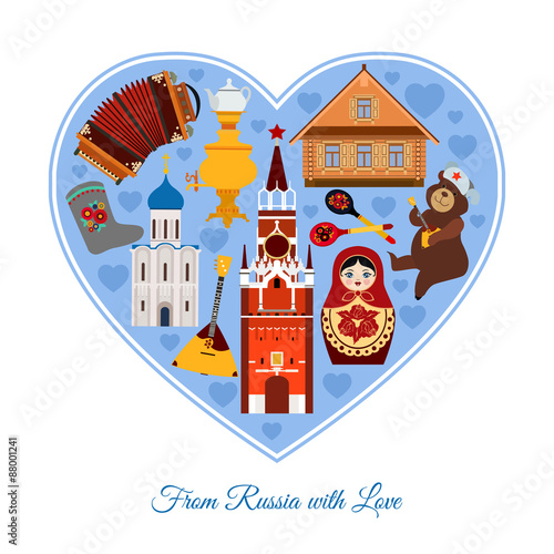 From Russia with love. Russia travel background with place for
