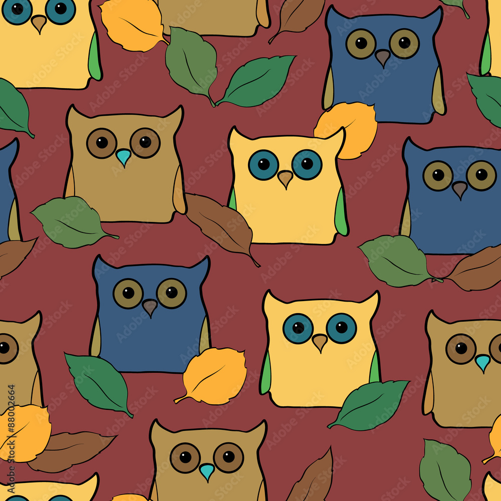 Seamless pattern with colorful owls Seamless pattern with colorful owls