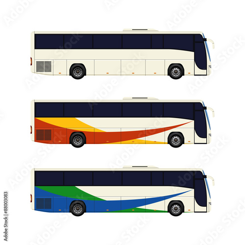 Set of three coach bus icons.