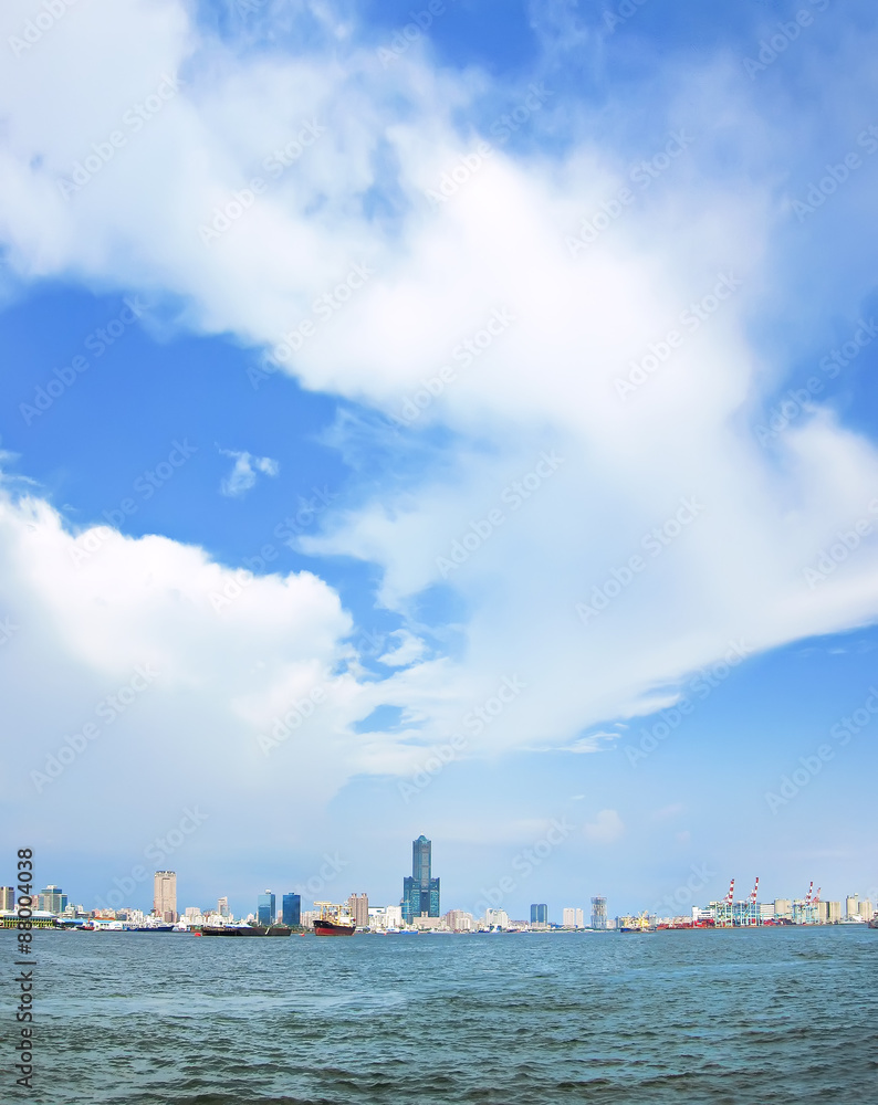 View of Kaohsiung Harbor in Kaohsiung, Taiwan.