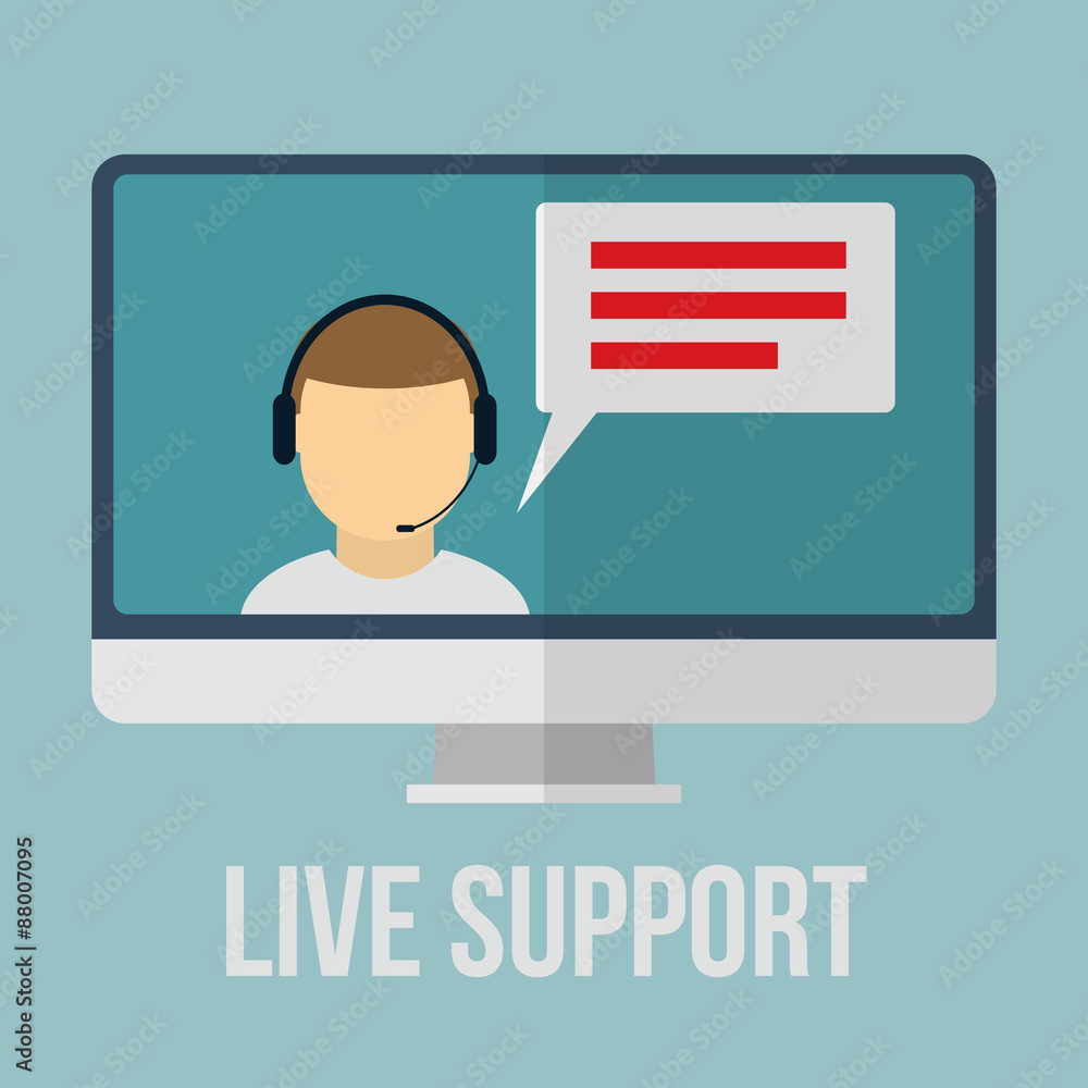 Technical support concept with human icon and monitor. Flat Technical support concept with human icon and monitor. Flat