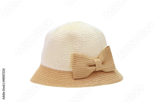 straw hat for ladies on a white background
