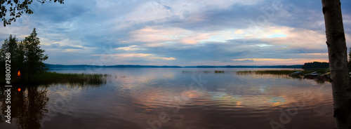 Panorama with lake and boats in the night © tenrec