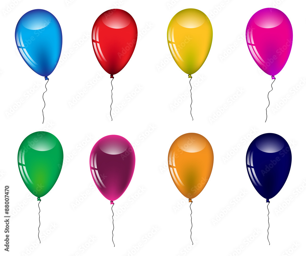 Set of colored balloons on a white background.Vector