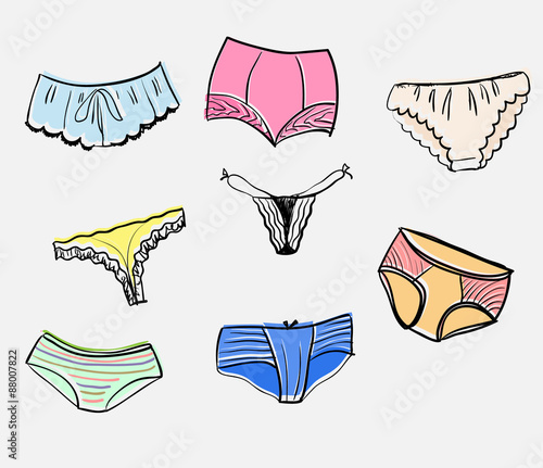  Colorful women panties vector set