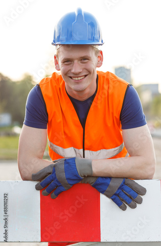 Young smiling builder