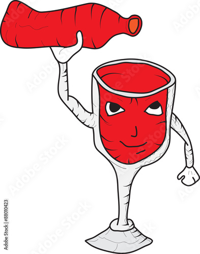 red glass wine holding red bottle