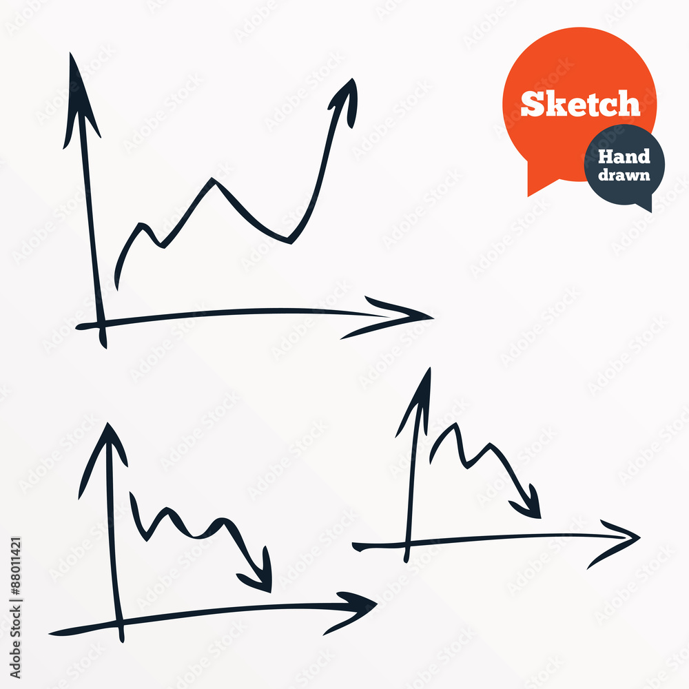 Hand drawn diagram. Sketched chart of sales.