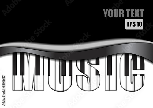Vector : Piano and black abstract background