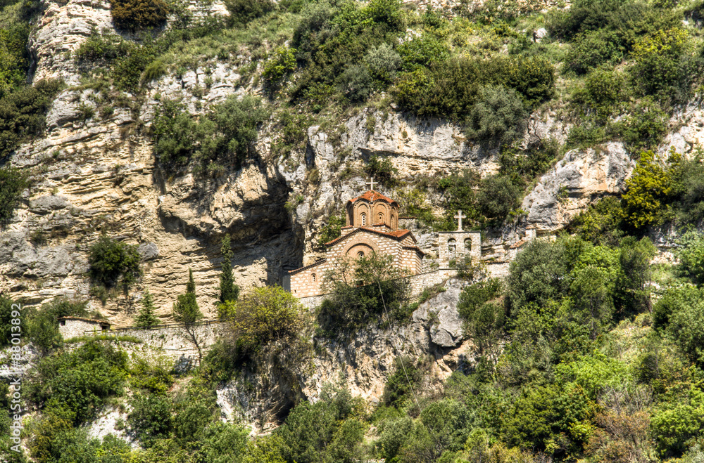 Church at the side of a hill in Berat, Albania
