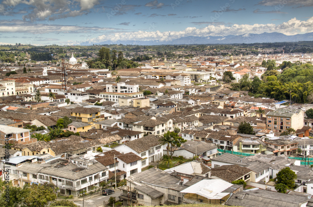 View over the town of Popayan in Colombia
