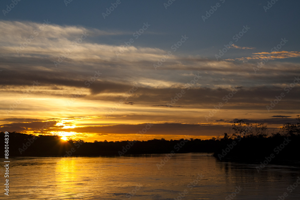 Sunrise over the Amazon river near Iquitos, Peru
