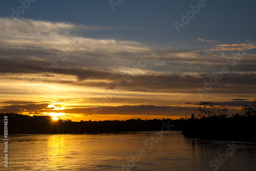 Sunrise over the Amazon river near Iquitos, Peru 