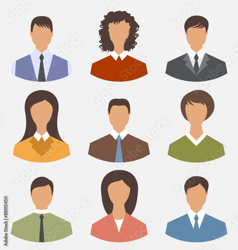 Avatar set front portrait office employee business people for we