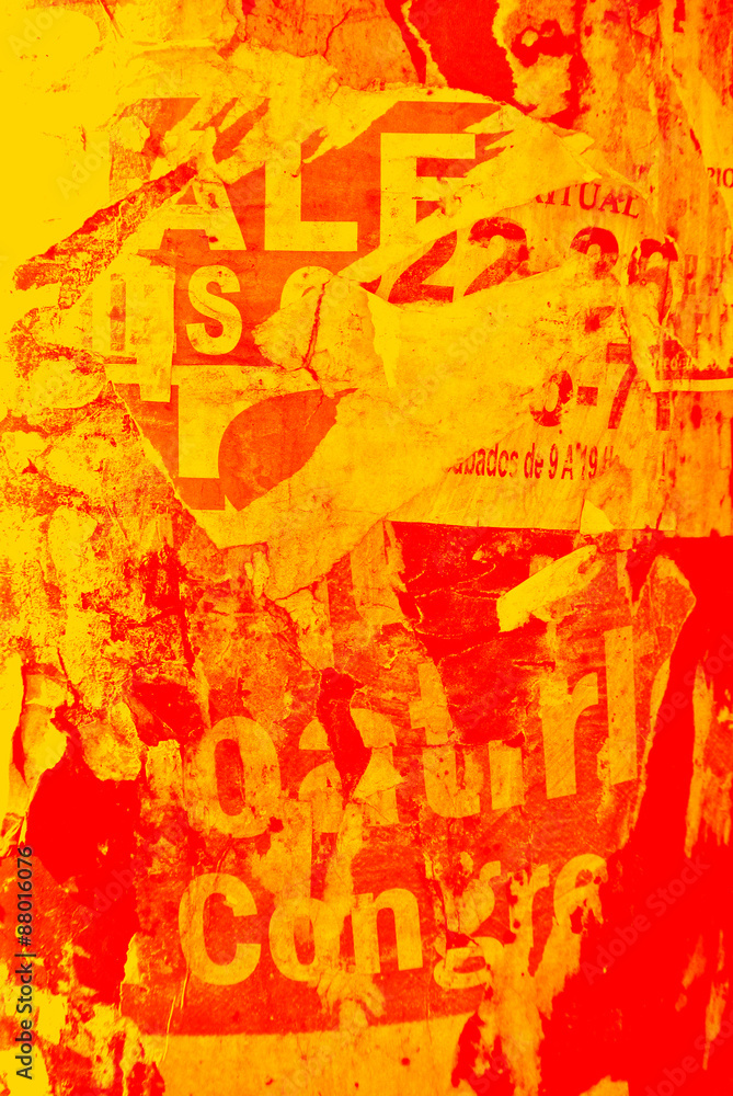 Fototapeta premium Random collage texture paper on eroded wall