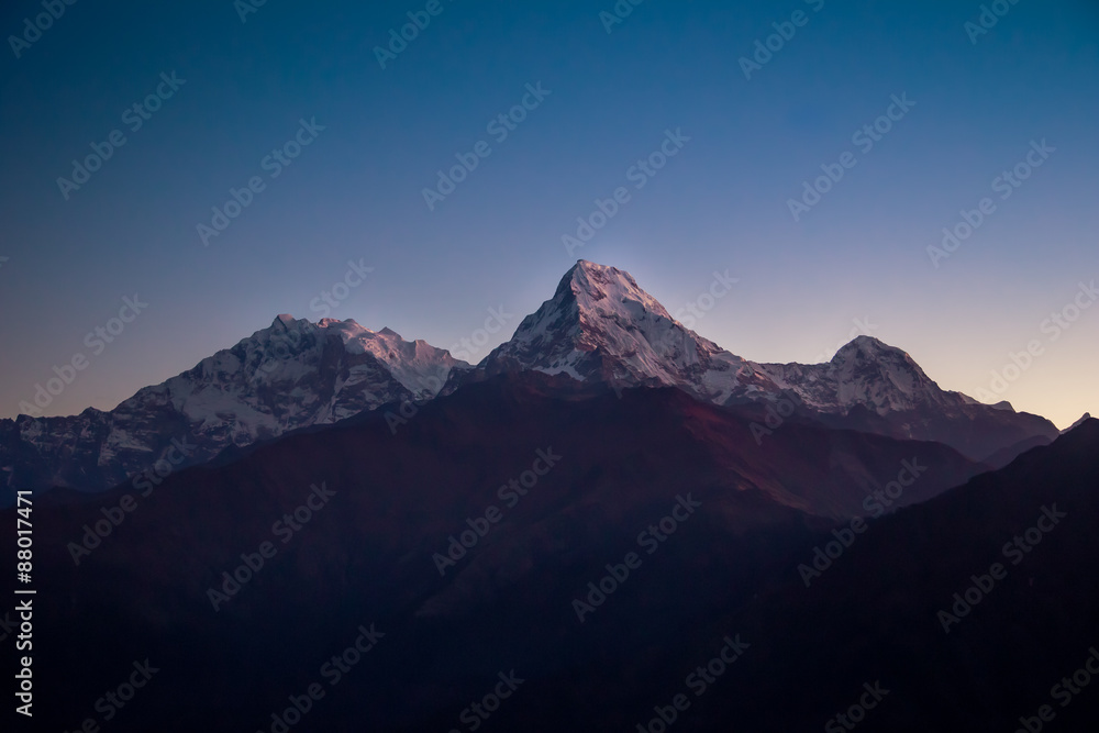 Himalayan mountains at sunrise