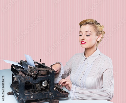 Writer, woman, type. photo