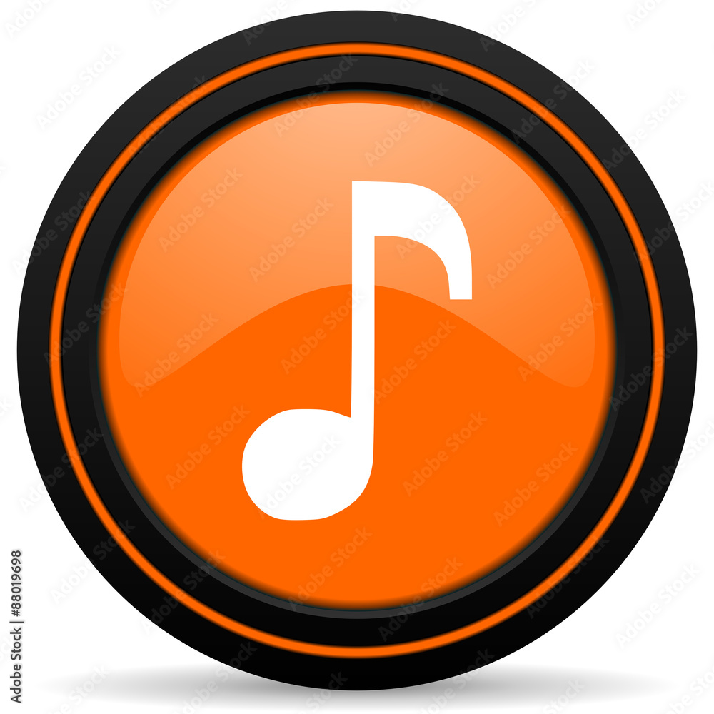 music orange icon note sign