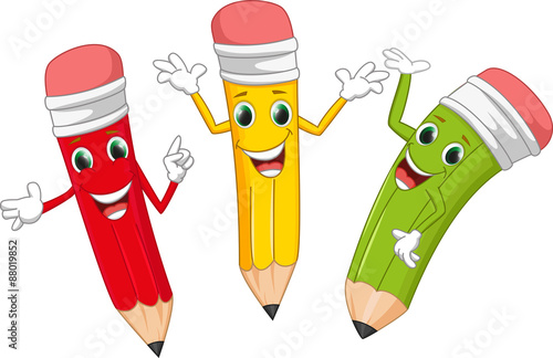 happy pencil cartoon