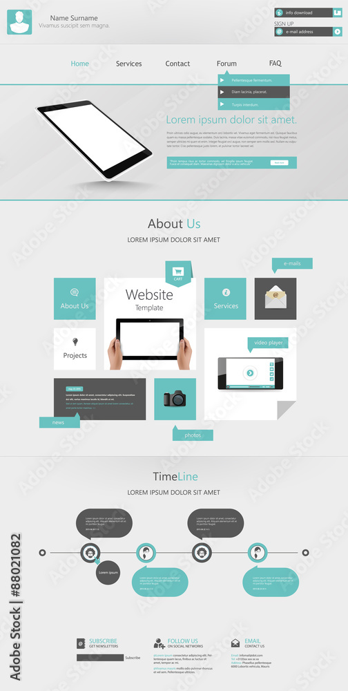 Flat Modern Website Template, One page Design Flat Modern Website Template, One page Design