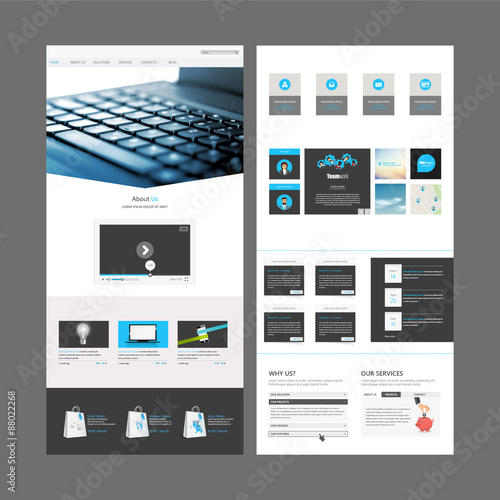 Business Modern Clean One page website design template. Vector Design 