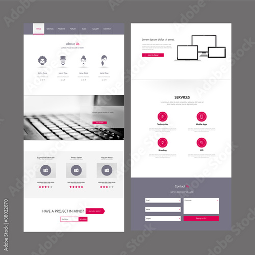One Page Website Template and Header Designs