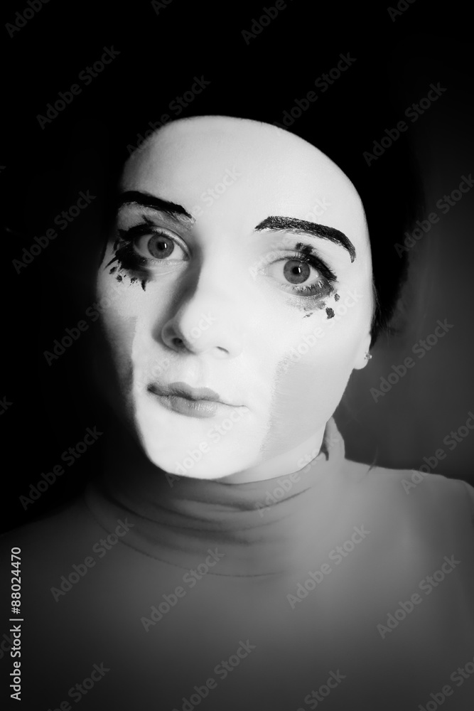 Portrait of the sad mime in a hat Portrait of the sad mime in a hat