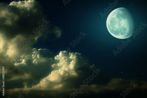 moon  clouds and stars night landscape