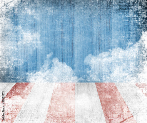 USA style background - empty wooden table for display montages