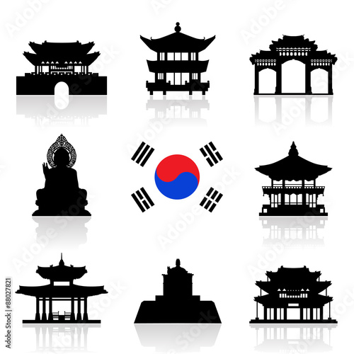 Korea Travel Icon Set.