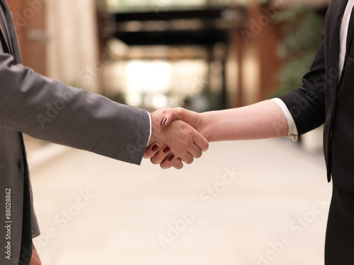 businesswoman and businessman handshake © .shock