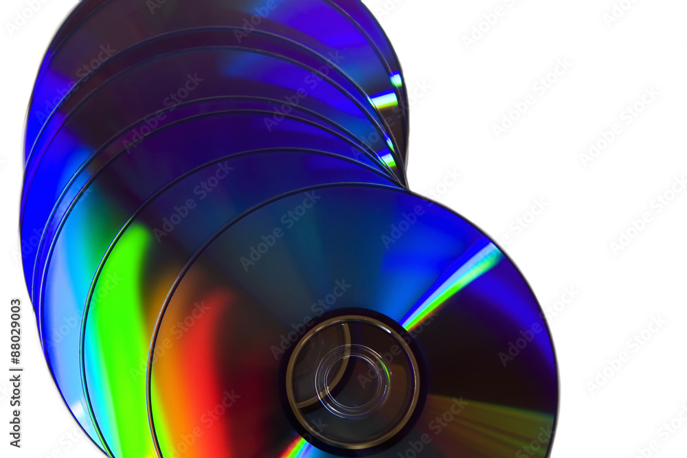 Group cd disks isolated on a white background Group cd disks isolated on a white background