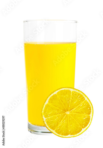 lemon juice in the glass isolated on white