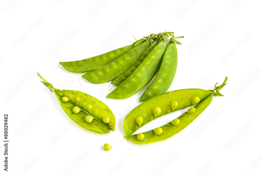 young fresh pods of green peas isolated on white background young fresh pods of green peas isolated on white background
