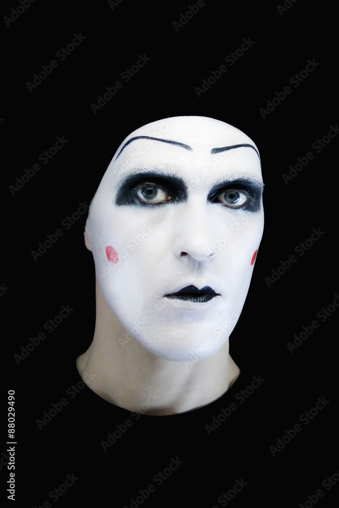 cheerful mime in white gloves cheerful mime in white gloves