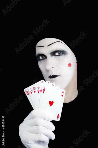 Portrait of the mime with Royal Flush