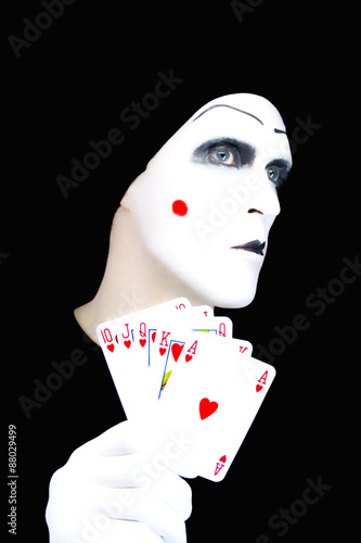 Portrait of the mime with Royal Flush