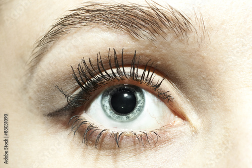Tableau sur toile Female blue eyes with dilated pupils close