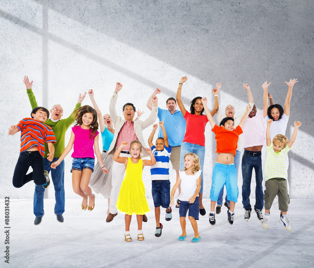 Fototapeta premium Children Celebration Jumping Ecstatic Happiness Concept