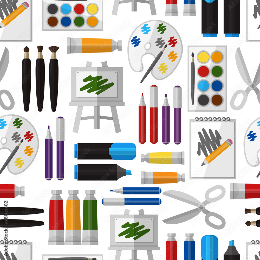 Artistic tool seamless pattern Artistic tool seamless pattern