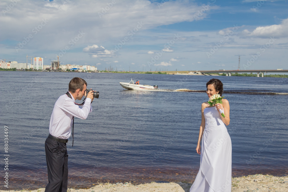 Portrait of the bride and groom