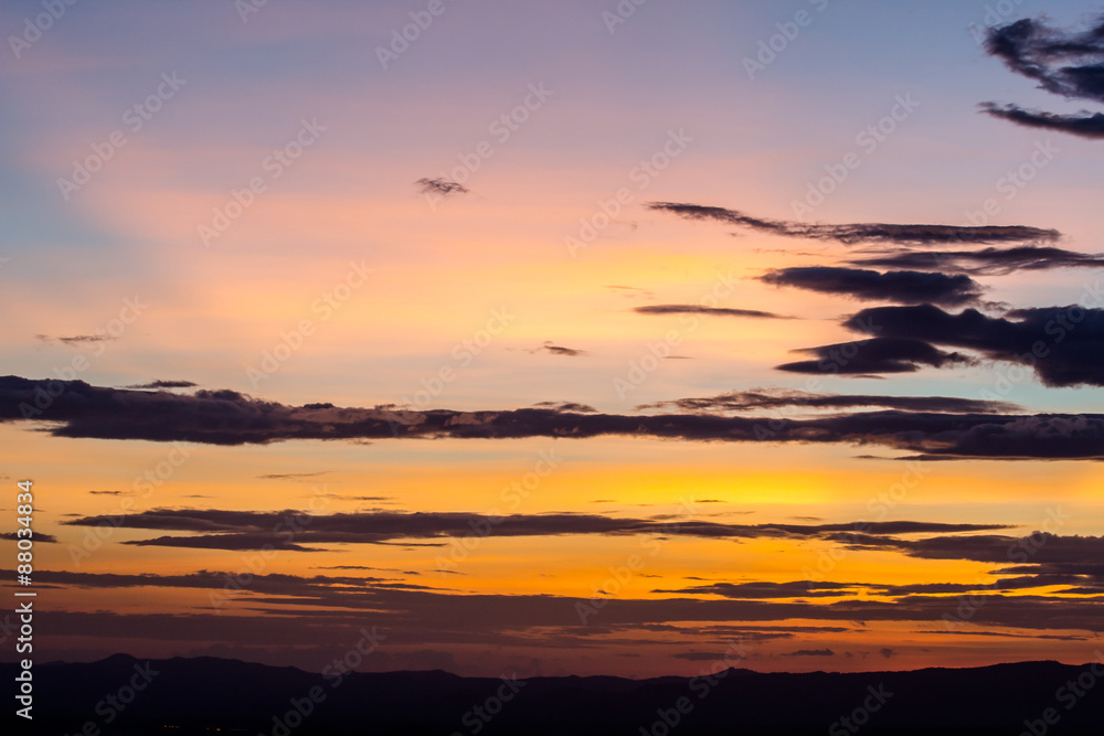 Sky with cloud at sunset background