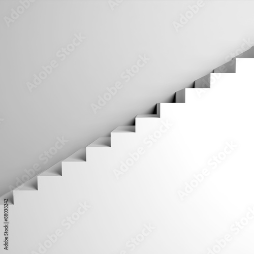 White stairs on the wall, abstract architecture