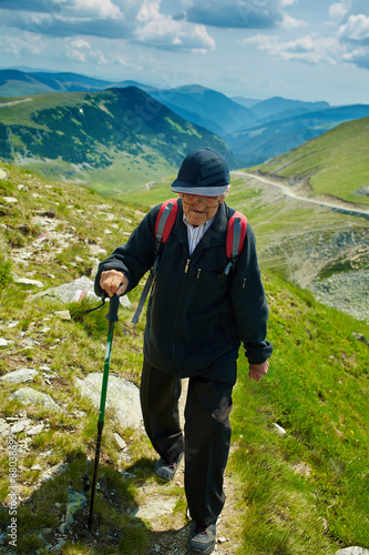 Senior man hiking