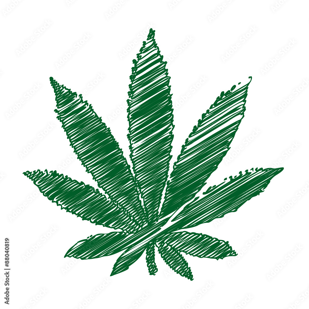 marijuana leaf line drawing 