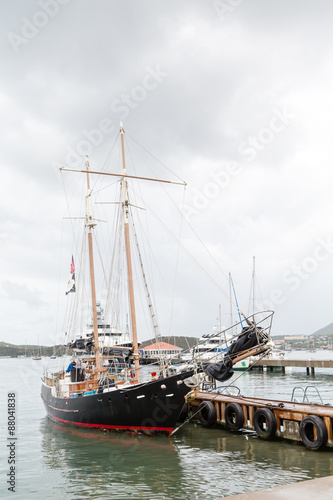 Two Masted Black Sailboat